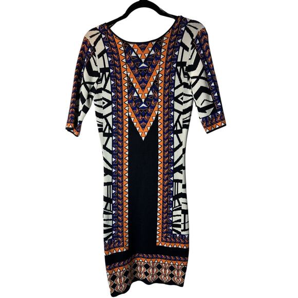 Jealous Tomato Sweater Dress Size M Geometric Print Bodycon Multicolor Tribal - Picture 5 of 11